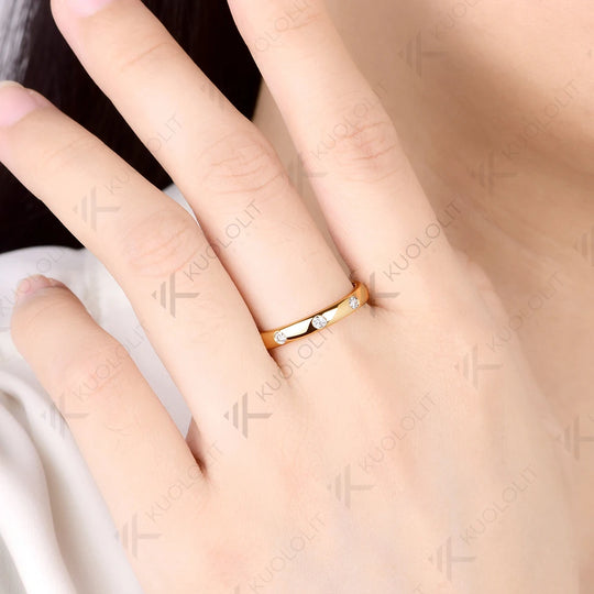 Kuololit 0.1CTW Lab Grown Diamonds Ring for Women Men Solid14K 10K 585 White Gold Weeding Band Ring for Christmas Gift Party