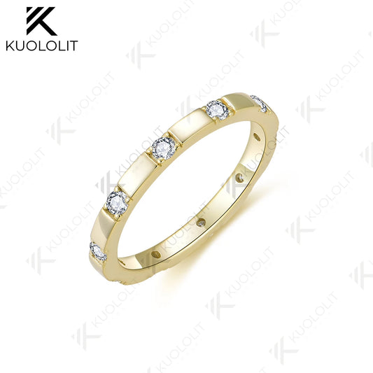 Kuololit 0.3ctw Lab Grown Diamonds Band Rings for Women Solid 14K 10K 585 Yellow Gold Wedding Ring for Christmas Gifts Party
