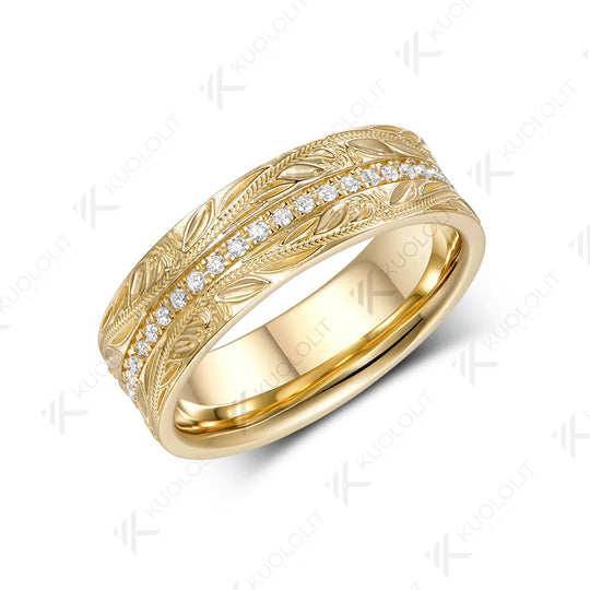 Kuololit 0.55CTW Lab Grown Diamonds 7mm Wedding Band Ring for Men Women Solid 14K 10K Yellow Gold