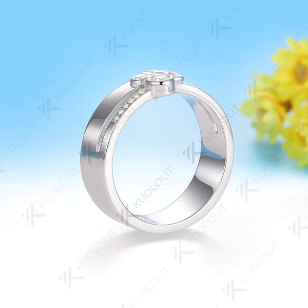 Kuololit 0.5CTW Pear Cut Moissanite Wedding Band Ring for Women Solid 18K 14K 10K 585 White Gold Ring for Christmas Gifts Anniversary