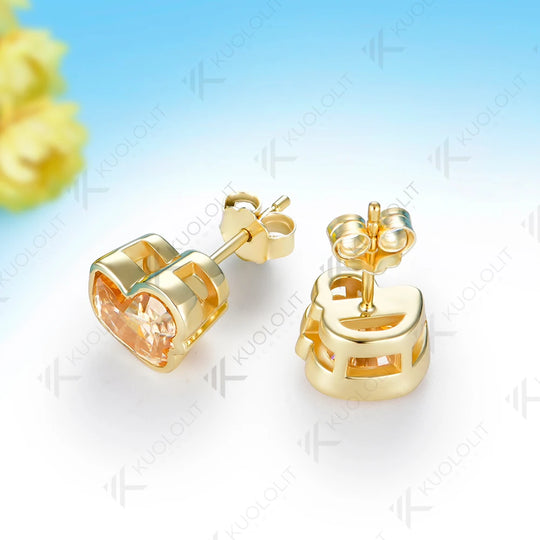 Kuololit 3CTW Duck Champagne Moissanite Clip Earring for Women Solid 14K 10K Yellow Gold Animal Earring for Christmas Gift Party