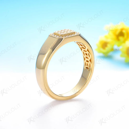 Kuololit 0.24CTW Moissanite Band Pave Setting for Men Women Solid 925 Sliver Solid14K 10K Gold Ring for Anniversary Engagement