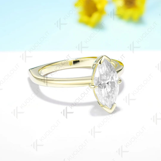 Kuololit IGI 2CT Lab Grown Diamond Engagement Ring for Women Solid 14K 10K 585 Gold Diamond European Shank Band for Christmas