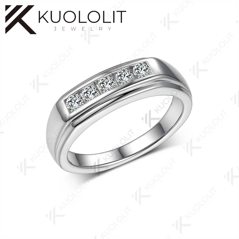 Kuololit 0.4CTW Lab Grown Diamonds Ring for Women Men Solid 14K 10K White Gold Ring for Half Wedding Band for Christmas Gifts