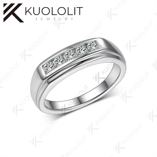 Kuololit 0.4CTW Lab Grown Diamonds Ring for Women Men Solid 14K 10K White Gold Ring for Half Wedding Band for Christmas Gifts