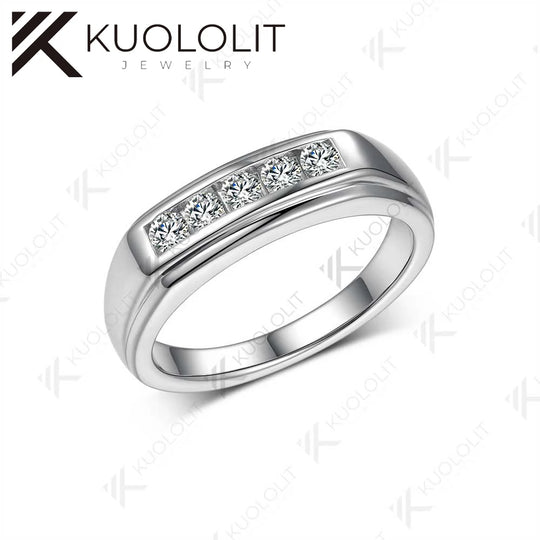 Kuololit 0.4CTW Lab Grown Diamonds Ring for Women Men Solid 14K 10K White Gold Ring for Half Wedding Band for Christmas Gifts