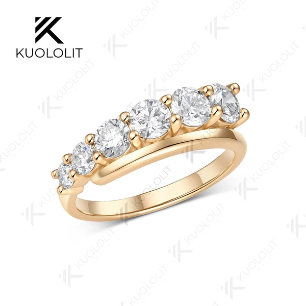 Kuololit 1.3CTW Lab Grown Diamond Ring for Men Women Solid 14K10K Yellow Gold Wedding Band for Christmas Gift Luxury Engagement