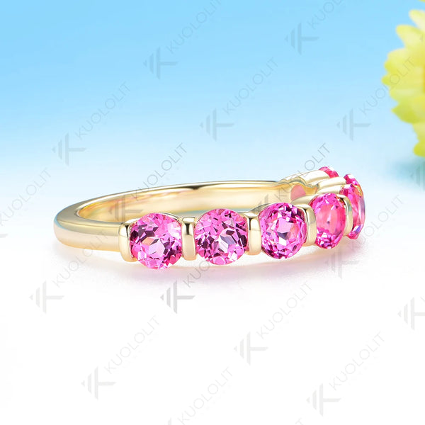 Kuololit 2.1CTW Lab Grown Pink Sapphire Engagement Rings for Women Solid 18K 14K 10K 585 Yellow Gold for Wedding Christmas Gifts