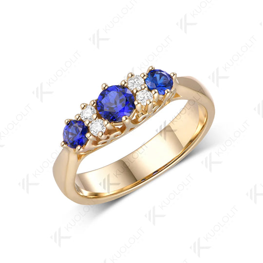 Kuololit 0.5CTW Lab Diamonds Blue Sapphire Ring for Women Solid 14K 10K 585 Yellow Gold Blue Ring for Engagement Christmas Gifts