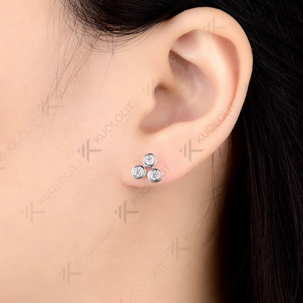 Kuololit 0.48CTW Lab Grown Diamonds Custom Stud Earrings for Women Solid 14K 10K 585 Gold Yellow Gold for Christmas Classic Gift