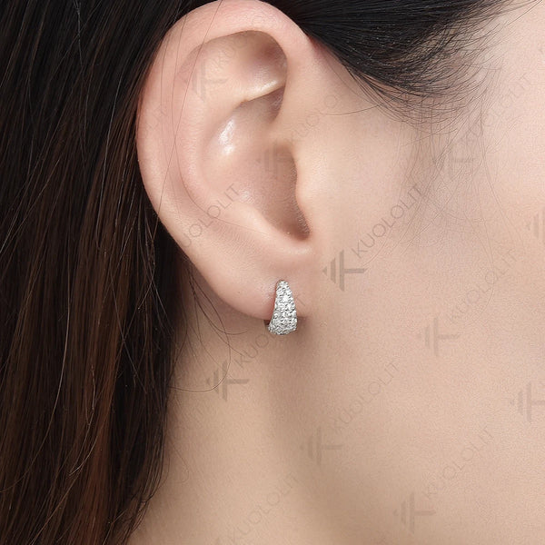 Kuololit Lab Grown Diamond Hoop Earrings for Women Solid 18K 14K 10K Yellow Gold D VVS1 Diamond Earring for Christmas Classic