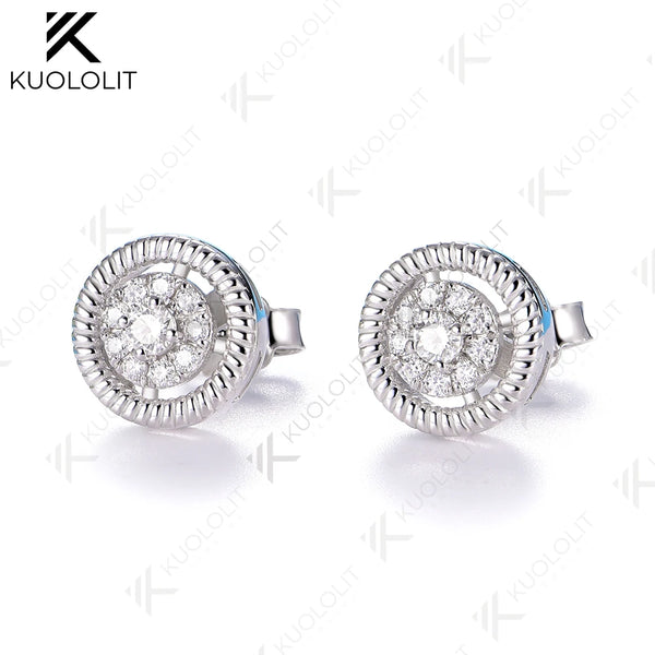 Kuololit 0.25CTW Lab Grown Diamonds Custom Stud Earrings for Women Solid 14K10K 585 Yellow Gold Stud Earrings for Christmas Gift