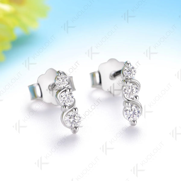 Kuololit 0.16CTW Lab Grown Diamonds Custom Stud Earrings for Women 10K 14K  585 Solid Gold Yellow Gold  for Christmas Classic