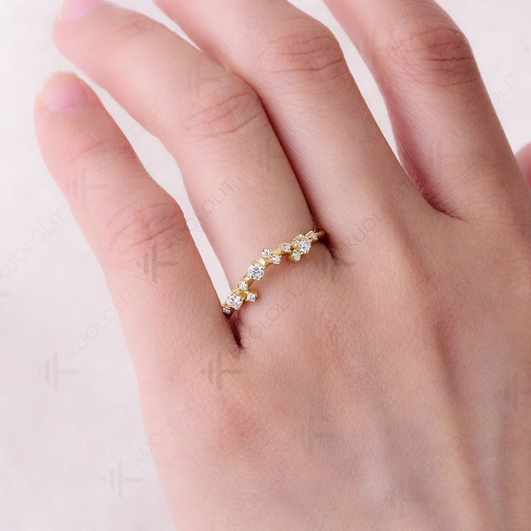 Kuololit 0.32CTW Lab Grown Diamond V Band for Women Solid 18K 14K 10K Gold Ring for Anniversary Engagement Gifts Party