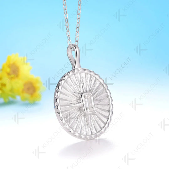 Kuololit 0.4CT Emerald Cut Moissanite Necklace for Women Solid 14K 10K 925 Sliver Yellow Gold Necklace for Christmas Gifts Party