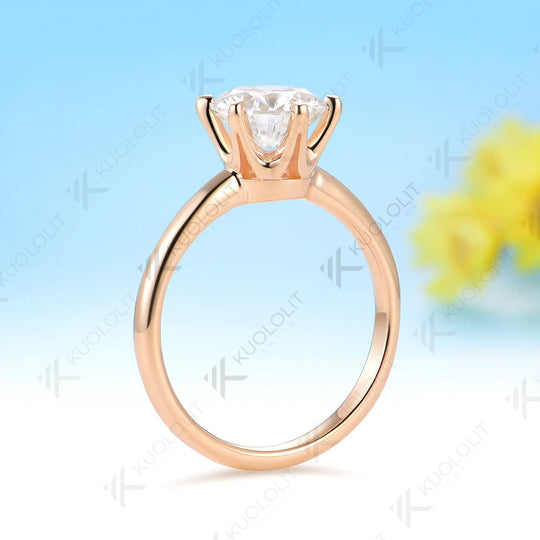 Kuololit 1.5CT IGI Lab Grown Diamonds Custom Ring for Women Solid 14K 10K 585 Rose Gold Engagement Ring for Christmas Gift Party
