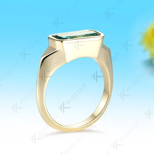 Kuololit 2CT Cyan Moissanite Custom Ring for Women Solid 14K 10K 585 Yellow Gold Radiant Cut for Engagement Christmas Gifts