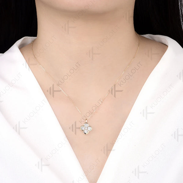 Kuololit 1.23CTW Lab Grown Diamonds Necklace Solid 10K 14K Pendant for Women Jewelry for Engagement with NGIC Certificate Gifts