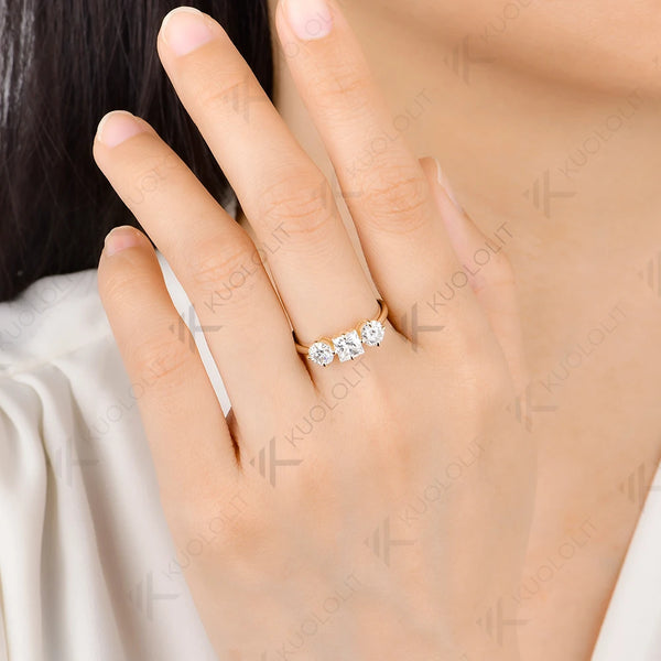 Kuololit 1.8CTW Princess Cut Moissanite Custom Ring for Women Solid 14K 10K  Yellow Gold Band for Anniversary Christmas Gift