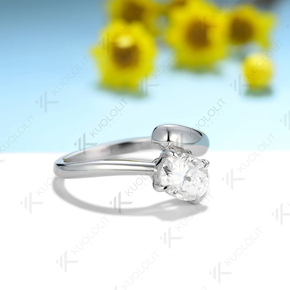 Kuololit 1.5CT Moissanite Rings for Women Solid 18K 14K 10K 585 Gold 925 Silver Oval Cut for Engagement Wedding Party Christmas