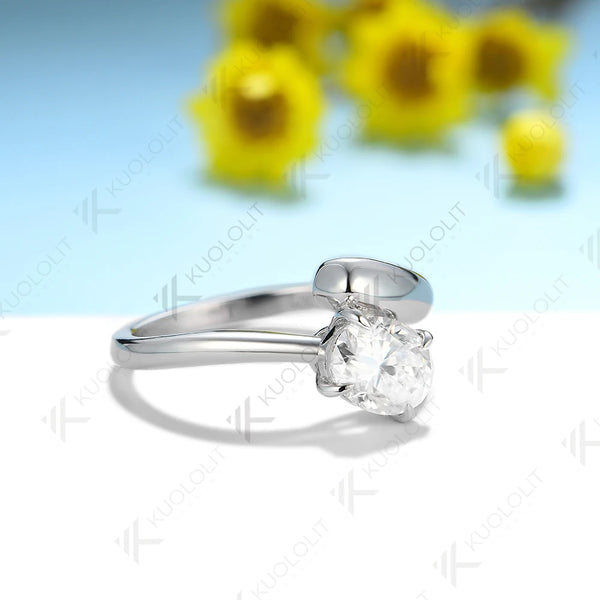 Kuololit 1.5CT Moissanite Rings for Women Solid 18K 14K 10K 585 Gold 925 Silver Oval Cut for Engagement Wedding Party Christmas