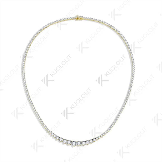 Kuololit 8CTW Moissanite Graduated Tennis Necklace for Women Solid 18K 14K 10K Gold  for Anniversary Engagement Christmas Gifts