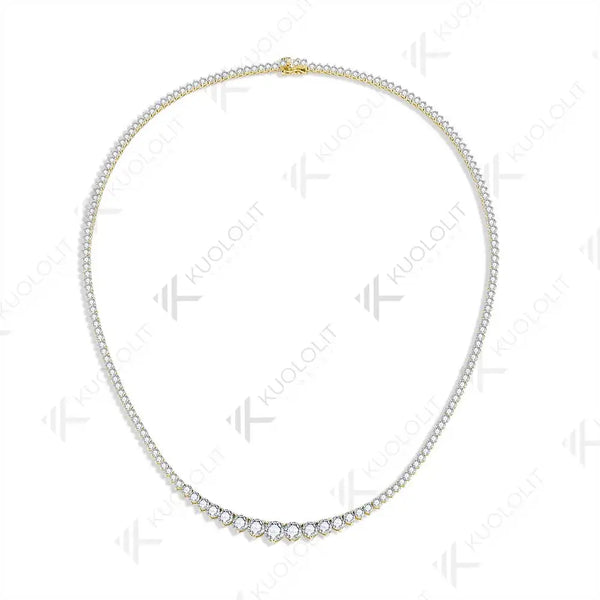 Kuololit 8CTW Moissanite Graduated Tennis Necklace for Women Solid 18K 14K 10K Gold  for Anniversary Engagement Christmas Gifts