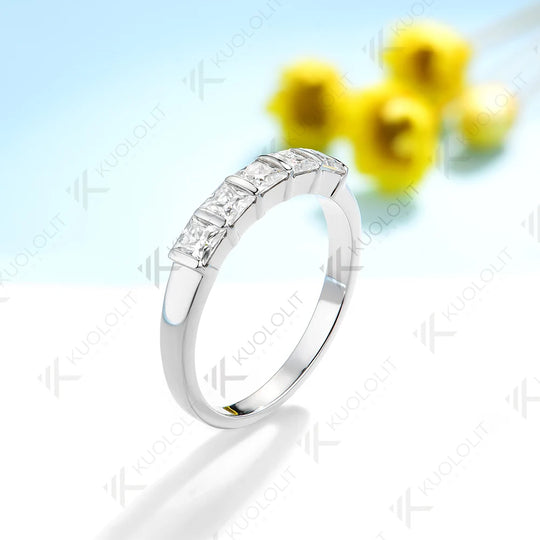 Kuololit 1.5CTW Princess Cut Lab Grown Diamonds Ring for Women Solid18K14K10K Wedding Bands for Engagement Christmas Gifts Party