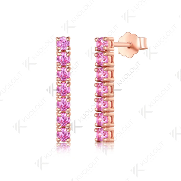 Kuololit 0.63CTW Lab Grown Pink Sapphire Custom Stud Earrings for Women Solid 14K10K 585 Yellow Gold Stud Earrings for Christmas