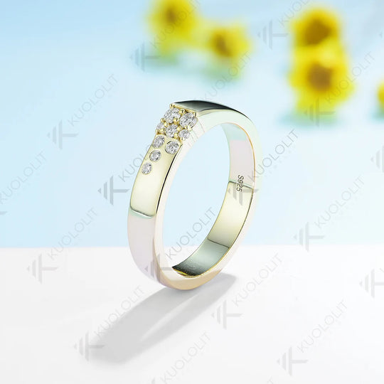 Kuololit PT900 0.17CTW Lab Grown Diamond Band Rings for Women Solid Platinum900 Gold for Engagement Wedding Band Christmas Gifts