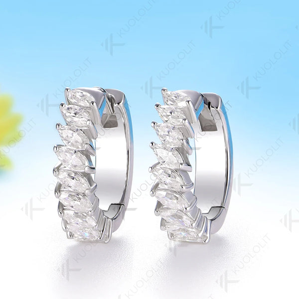 Kuololit 0.9CTW Lab Grown Diamonds Custom Hoop Earrings for Women Solid 14K 10K 585 Yellow Gold Hoop Earrings for Christmas Gift