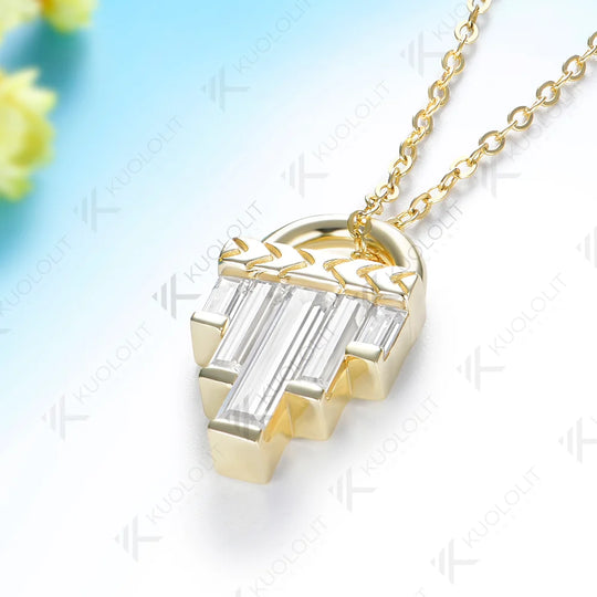 Kuololit 1.8CTW Lock Moissanite Custom Necklace for Women Solid 585 14K 10K Yellow Gold Necklace for Christmas Gifts Party