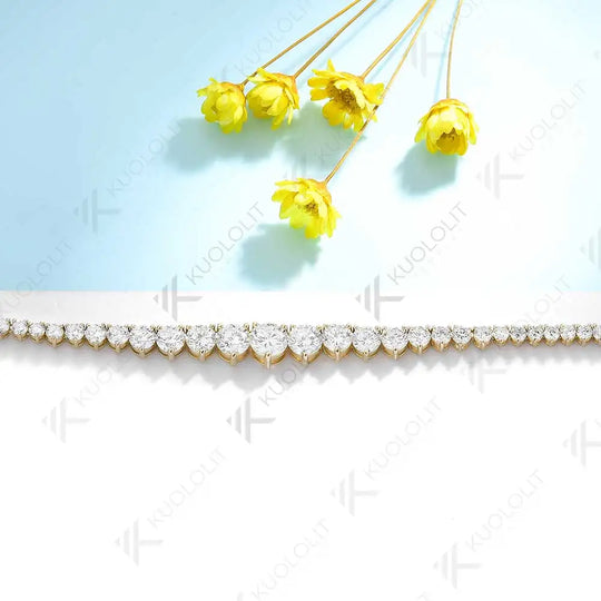 Kuololit 8CTW Moissanite Graduated Tennis Necklace for Women Solid 18K 14K 10K Gold  for Anniversary Engagement Christmas Gifts