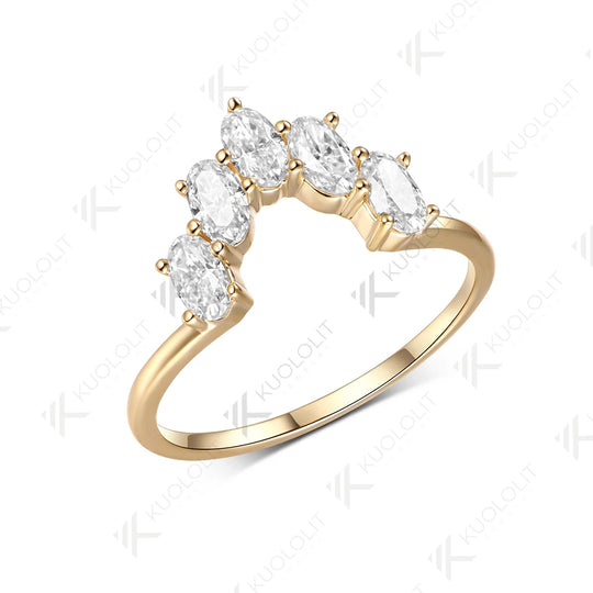 Kuololit 1.5CTW Oval Cut Moissanite Ring for Women Solid 14K 10K Yellow Gold Ring for Anniversary Christmas Gifts Party Custom