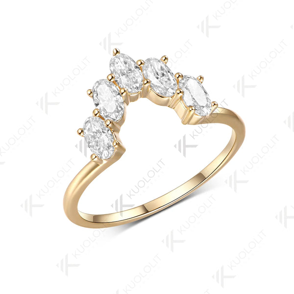 Kuololit 1.5CTW Oval Cut Moissanite Ring for Women Solid 14K 10K Yellow Gold Ring for Anniversary Christmas Gifts Party Custom