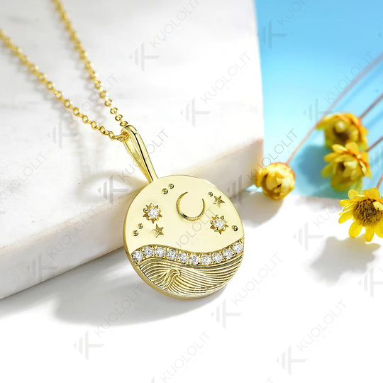 Kuololit 0.26CT Lab Grown Diamonds Necklaces for Women Solid 14K 10K Gold Round Diamonds Pendant for Anniversary Christmas Gift