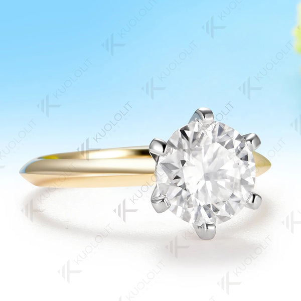 Kuololit 1.5CT IGI Lab Grown Diamonds Cutom Ring for Women Solid 14K 10K Yellow Gold Ring for Anniversary Christmas Gifts Party