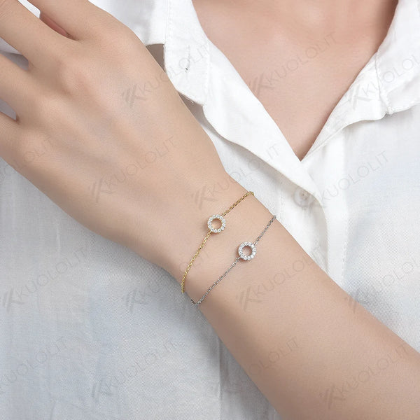 Kuololit Moissanite Bracelets for Women Men 585 18K 10K Gold Adjustable Chains Round Cut for Engagement Wedding Party Christmas\