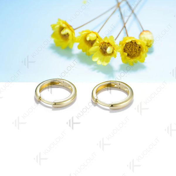 Kuololit Hoop Earrings R for Women Solid 18K 14K 10K Gold Earrings for Anniversary Engagement Gifts Party Christmas Classic