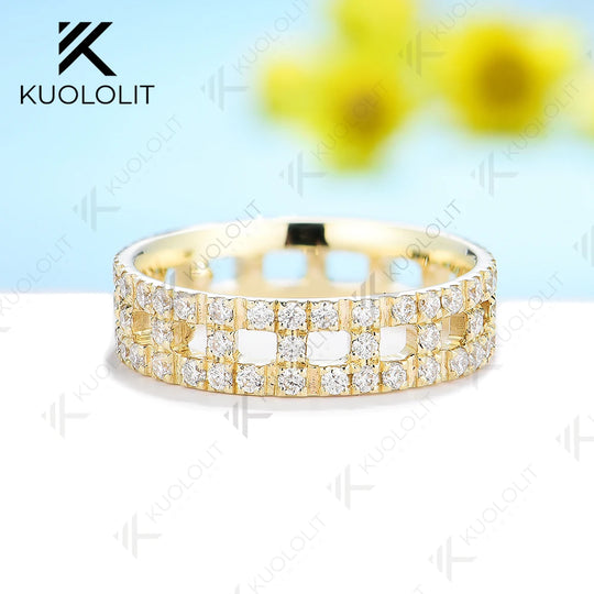 Kuololit 1.2ctw Moissanite Rings for Men Women Yellow Gold PT950 14K 10K 925 Sliver Band Ring for Engagement Wedding Christmas