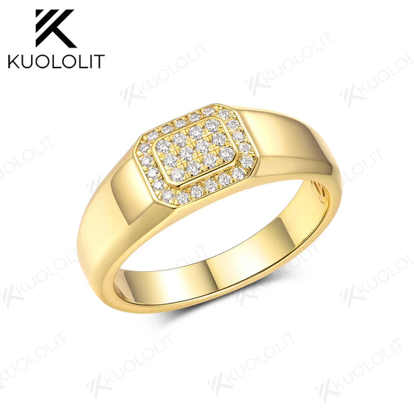 Kuololit 0.24CTW Moissanite Band Pave Setting for Men Women Solid 925 Sliver Solid14K 10K Gold Ring for Anniversary Engagement