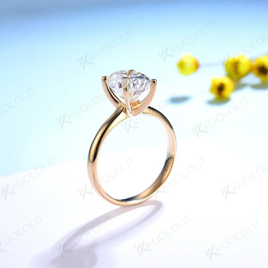Kuololit Solid 18K 14K Yellow Gold Moissanite Diamond Ring for Women 3CT Oval Cut White Gold Rings for Engagement Wedding