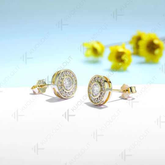 Kuololit 0.94CTW Moissanite Stud Earrings for Women Solid 14K 10K 585 Yellow Gold Moissanite Engagement Earrings for Christmas