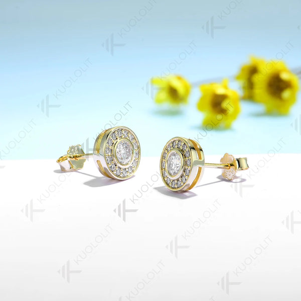 Kuololit 0.94CTW Moissanite Stud Earrings for Women Solid 14K 10K 585 Yellow Gold Moissanite Engagement Earrings for Christmas