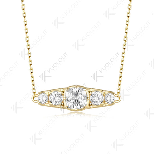 Kuololit 3.2CTW Moissanite Cushion Cut  Moissanite Custom Necklace for Women Solid 585 14K 10K Yellow Gold for Christmas Gifts