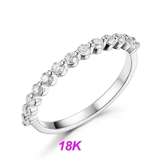 Kuololit Moissanite Ring 585 14K 10K 18K Rose Gold Half Eternity Bubble Rings for Women Jewelry Wedding Diamond Engagement Band