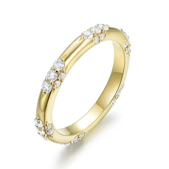 Kuololit Knife Edge 18K 14K 10K Yellow Gold Moissanite Ring for Women Bubble Matching Eternity Band Engagement Promise New Fine