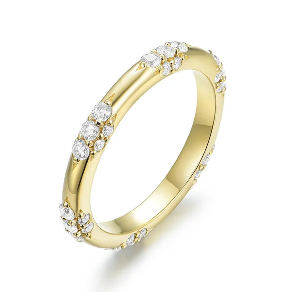 Kuololit Knife Edge 18K 14K 10K Yellow Gold Moissanite Ring for Women Bubble Matching Eternity Band Engagement Promise New Fine