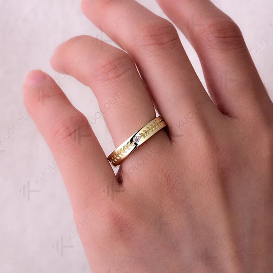 Kuololit 0.03CT Lab Grown Diamond Band for Women Solid 18K 14K 10K Gold D VS1 Diamond Wedding Ring for Anniversary Engagement