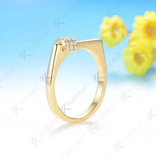 Kuololit 0.11CTW Lab Grown Diamonds Band Rings for Women Solid 14K 10K 585 Yellow Gold Wedding Ring for Christmas Gifts Party